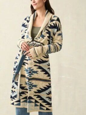 Faherty B.YELLOWTAIL Paloma Duster Bone Multi Yellowtail River Cardigan Sweater